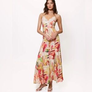 NWT!  Hutch Baldwin- Anthropologie Floral Maxi Dress with Lace Trim